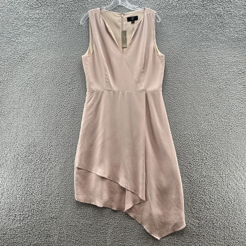 J Crew 365 Dress Women 12 Pink Sleeveless Asymmetrical Classic Career Sheath